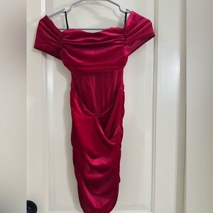 Elegant Red Off-Shoulder Dress